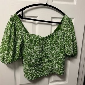 Green and White Abercrombie Top